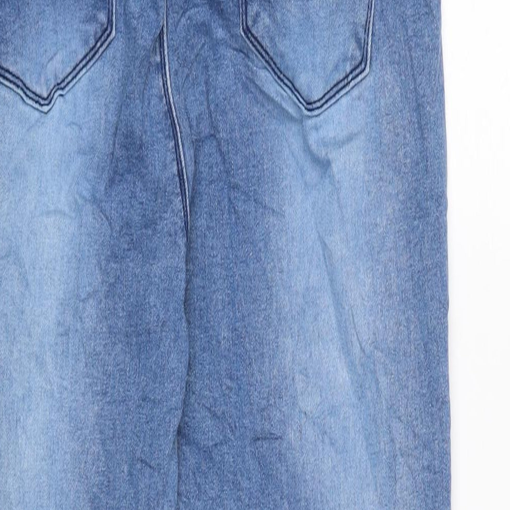 boohoo blue Womens Blue Cotton Blend Tapered Jeans Size 10 L27 in Regular
