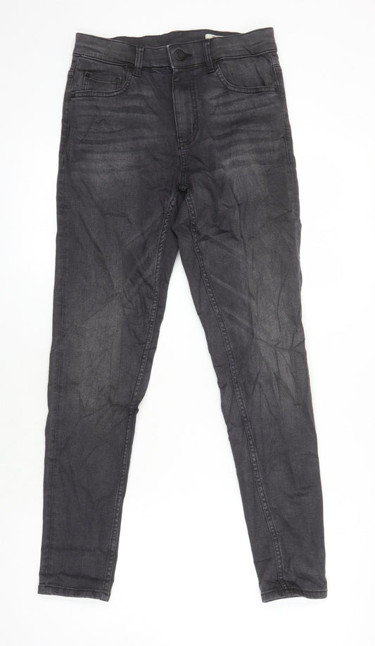 Marks & Spencer Womens Grey Cotton Skinny Jeans Size 8 L27 in Regular