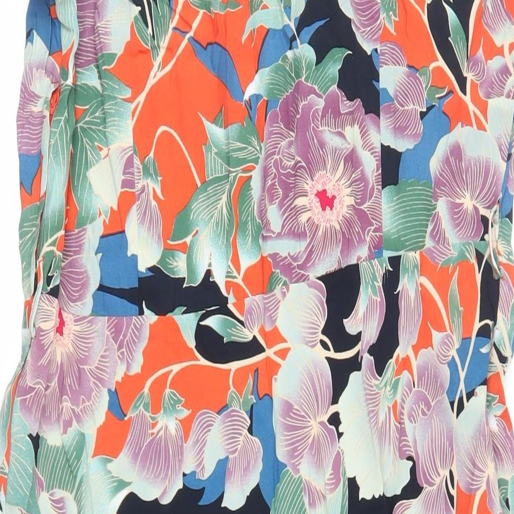 Dorothy Perkins Womens Multicoloured Floral Viscose Fit & Flare Size 16 V-Neck Zip