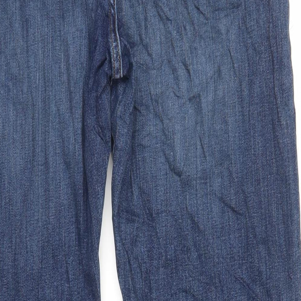 Marks and Spencer Mens Blue Cotton Tapered Jeans Size 34 in L33 in Regular Zip