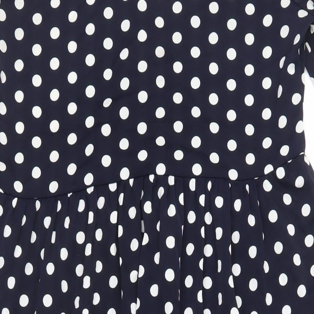 QED London Womens Blue Polka Dot Polyester Shirt Dress Size 10 Collared Button