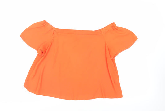 Womens UK Size 14 New Look Orange Basic Blouse