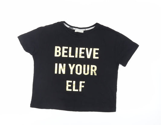 Womens UK Size S New Look Black Basic T-Shirt