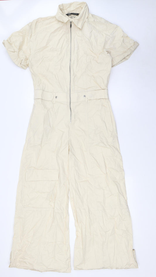 Womens UK Size S Zara One-Piece Beige Jumpsuit