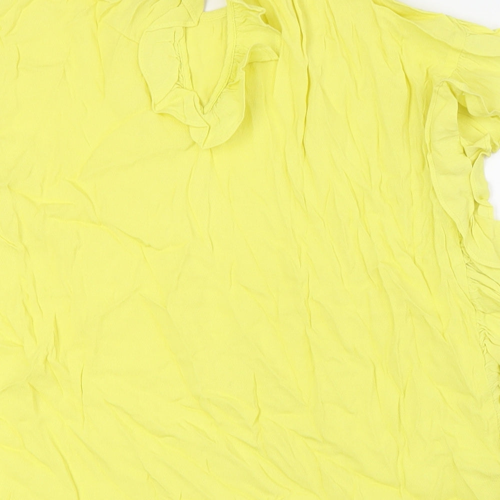 Womens UK Size 12 NEXT Yellow Basic Button-Up