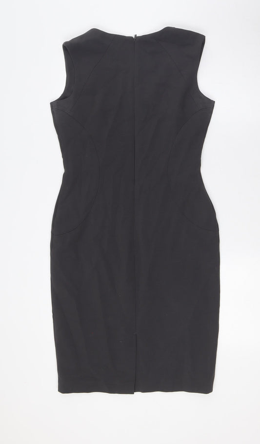 Pied A Terre Womens Grey Polyester Pencil Dress Size 8 Scoop Neck Zip