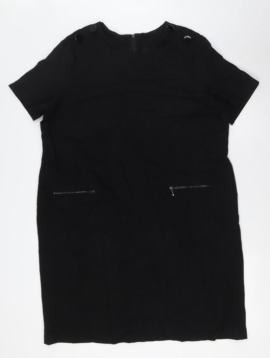 Debenhams Womens Black Viscose A-Line Size 18 Round Neck Zip - Zip pockets