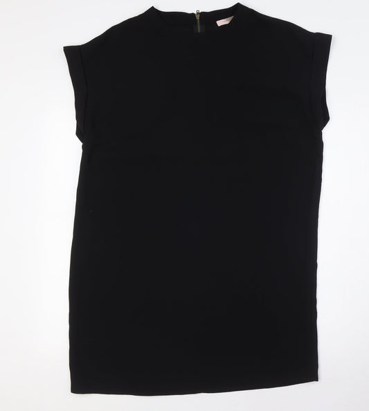 Forever 21 Womens Black Polyester Shirt Dress Size M Round Neck Zip