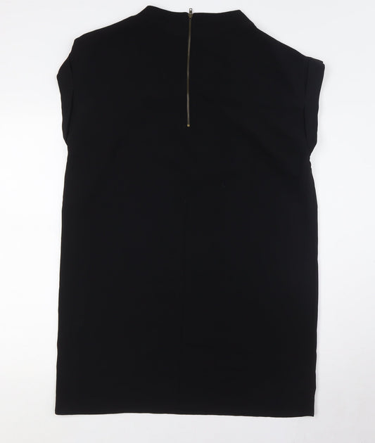 FOREVER 21 Womens Black Polyester Shirt Dress Size M Round Neck Zip