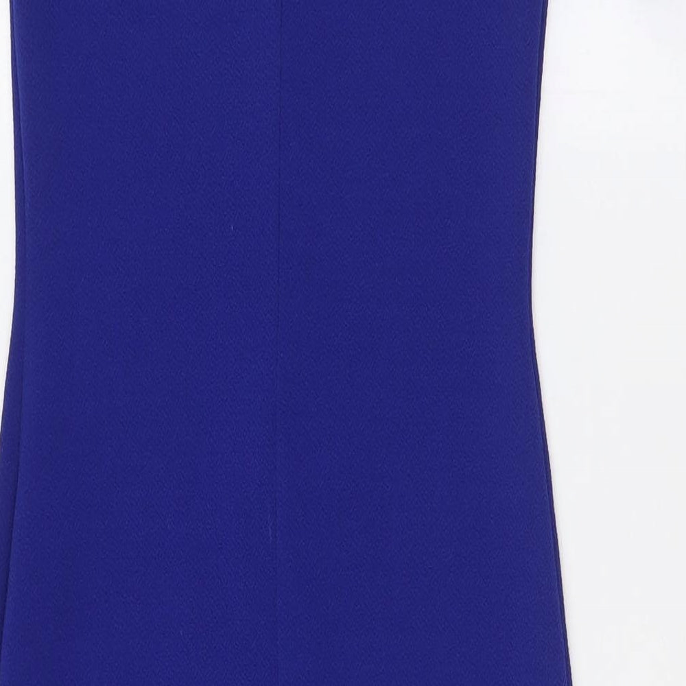 Miss Selfridge Womens Blue Polyester A-Line Size 8 Scoop Neck - Cold Shoulder