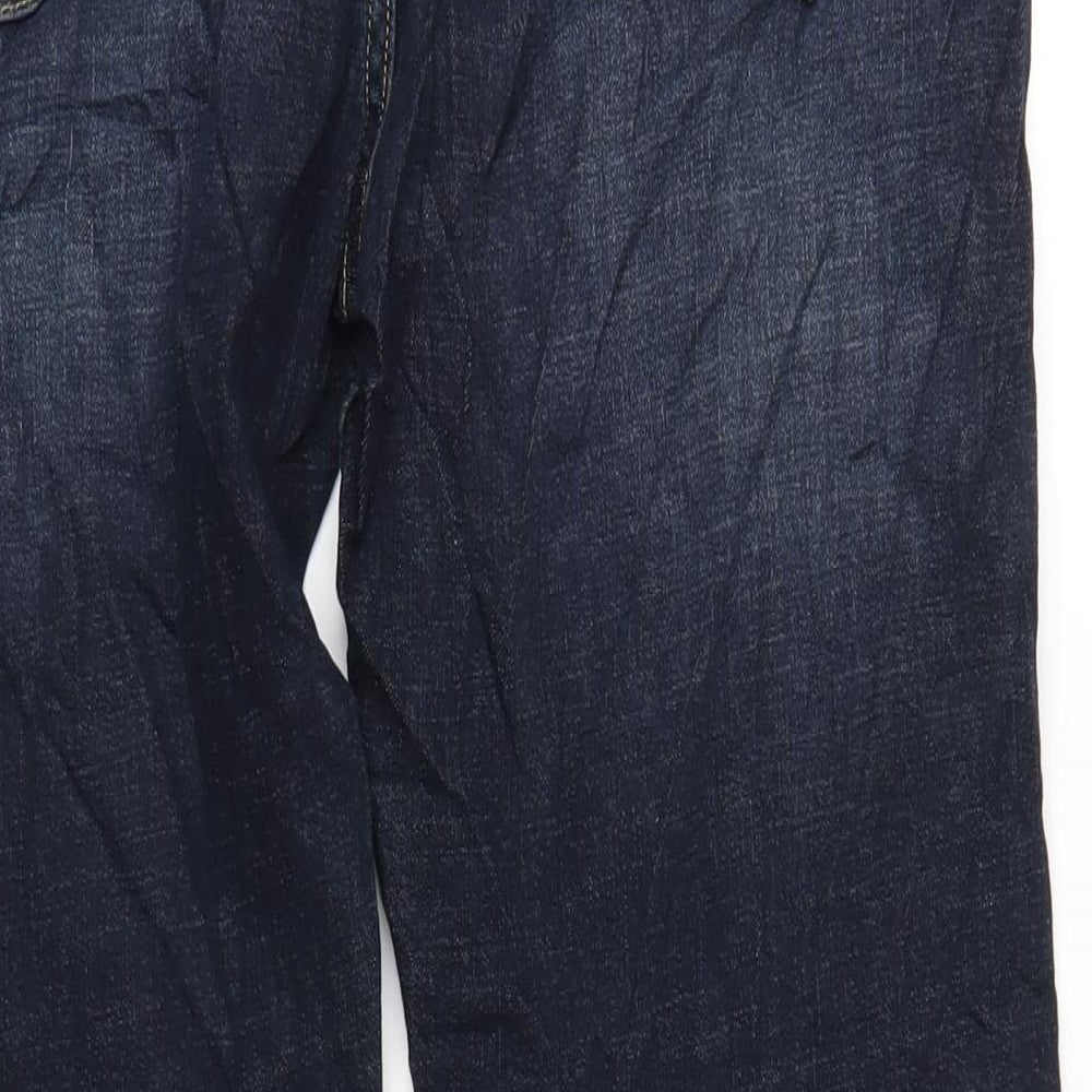 Marks and Spencer Mens Blue Cotton Straight Jeans Size 34 in L33 in Slim Zip