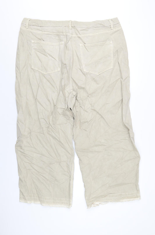 Womens UK Size 22 Marks and Spencer Regular Fit Wide-Leg Beige Jeans