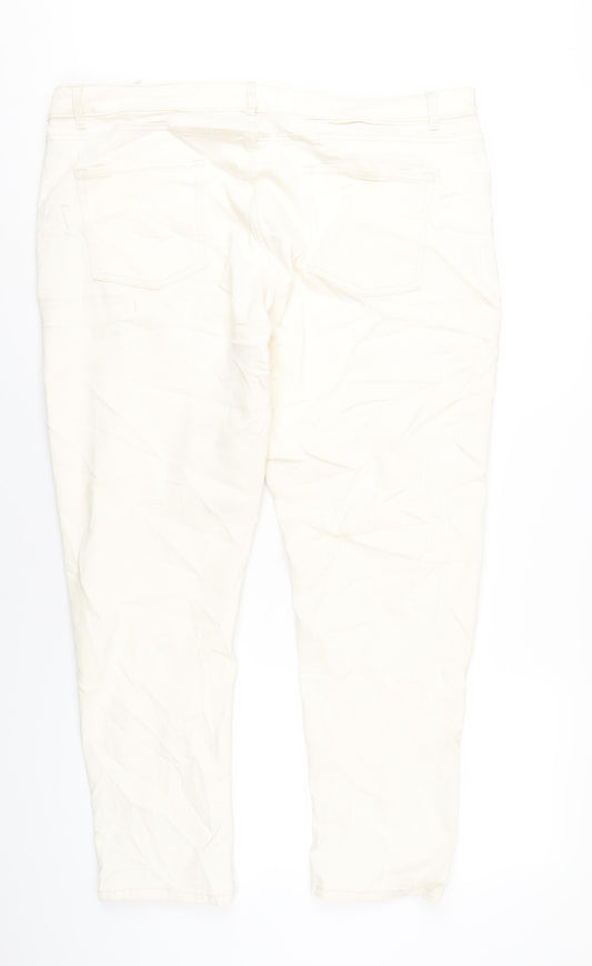 Womens UK Size 22 Marks and Spencer Slim Fit Straight Ivory Jeans