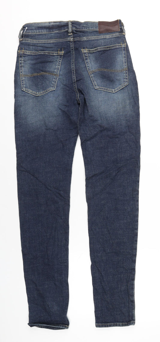 Marks and Spencer Mens Blue Cotton Skinny Jeans Size 28 in L33 in Regular Zip