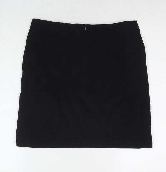 Marks and Spencer Womens Black Polyester A-Line Skirt Size 10 Zip