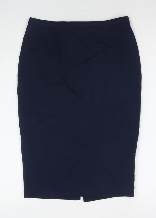 Marks and Spencer Womens Blue Polyester Straight & Pencil Skirt Size 8 Zip