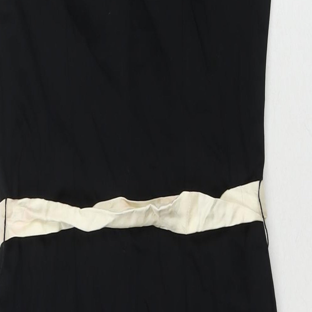 Dorothy Perkins Womens Black Cotton Pencil Dress Size 10 V-Neck Button