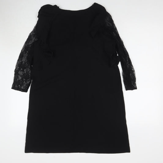 Zara Womens Black Polyester A-Line Size S Round Neck Pullover