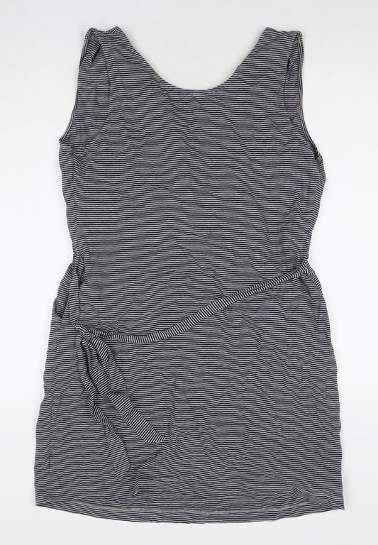 Gap Womens Black Striped Cotton A-Line Size L V-Neck Pullover