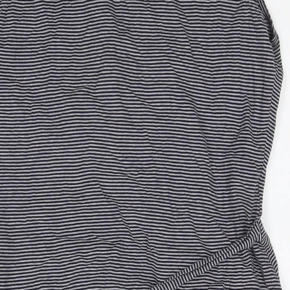 Gap Womens Black Striped Cotton A-Line Size L V-Neck Pullover