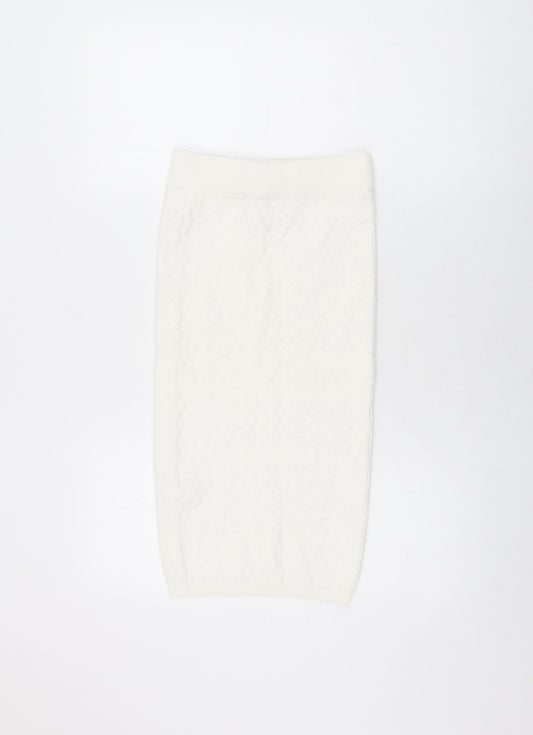 Lipsy Womens White Geometric Polyester Straight & Pencil Skirt Size 8