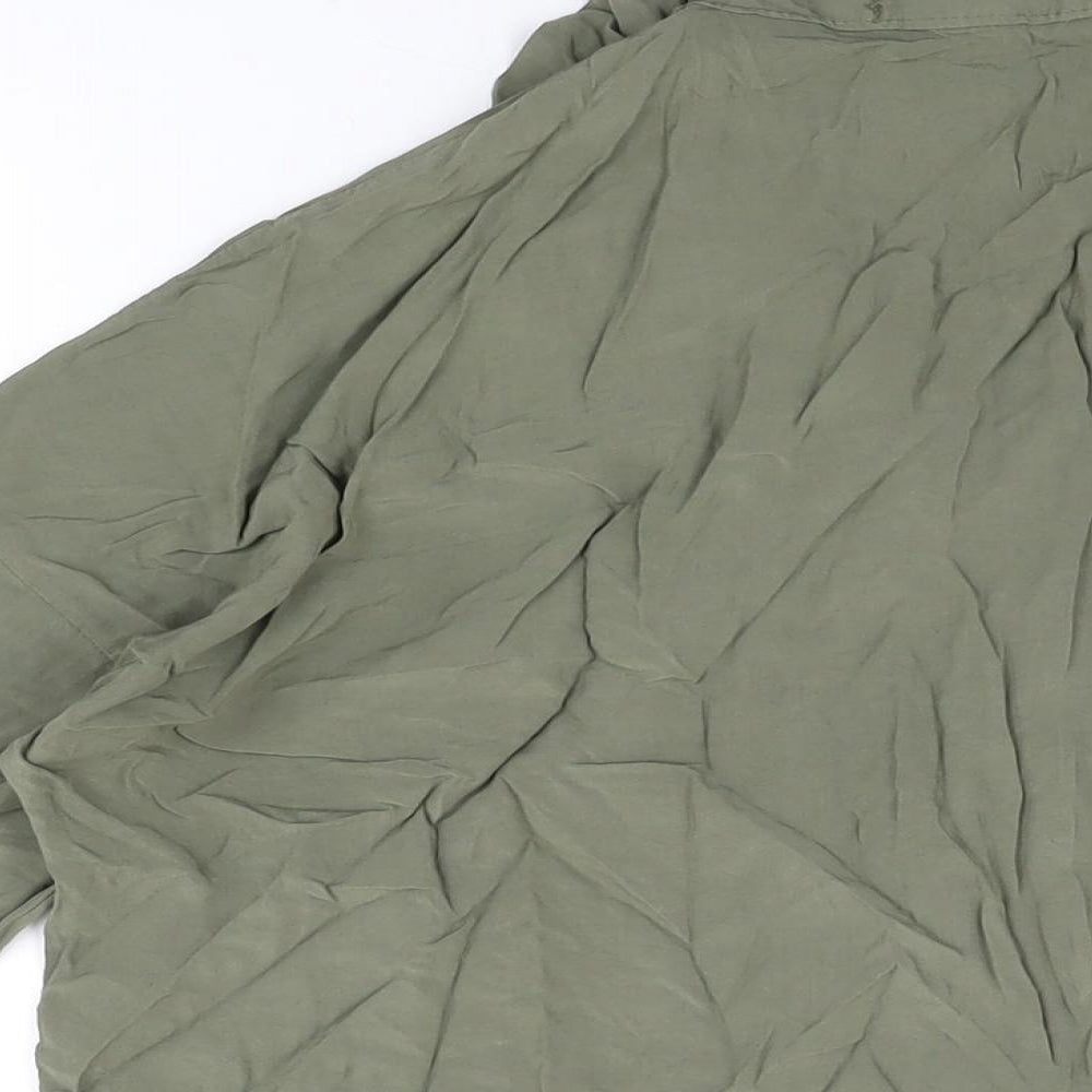 Blue Vanilla Womens Green Viscose Basic Button-Up Size M Collared