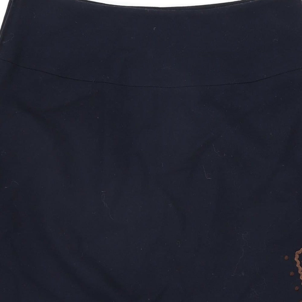 NEXT Womens Black Geometric Wool Swing Skirt Size 12 Zip