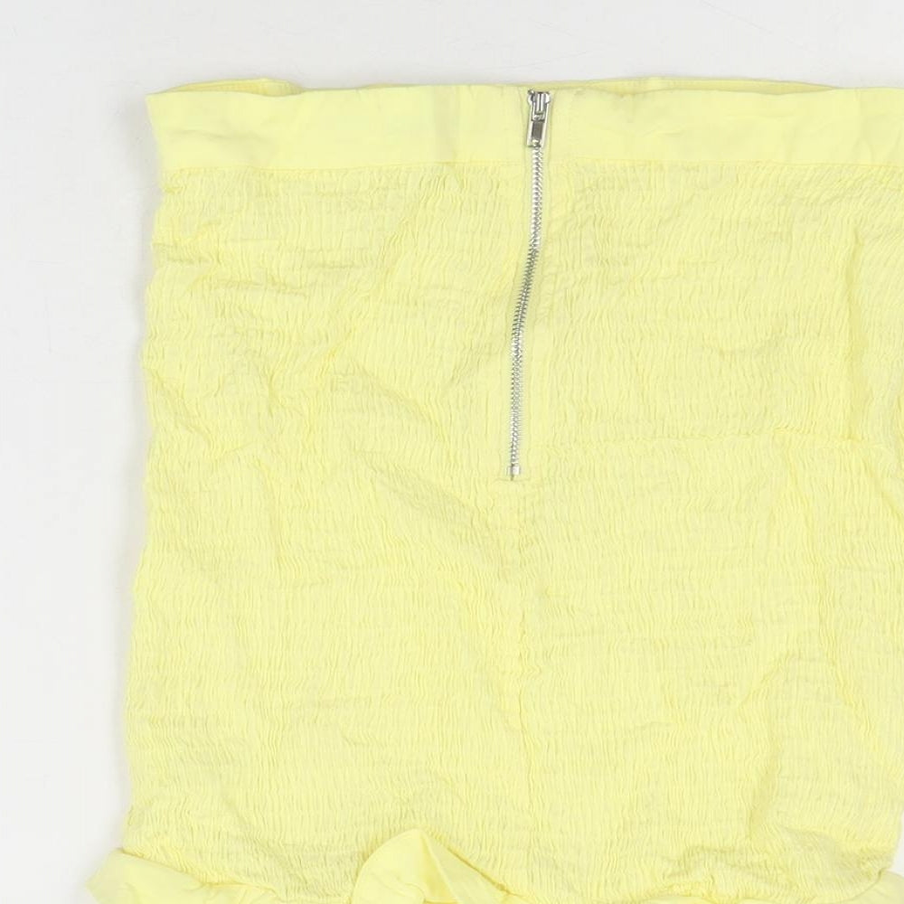 Oh Polly Womens Yellow Rayon Mini Skirt Size 10 Zip