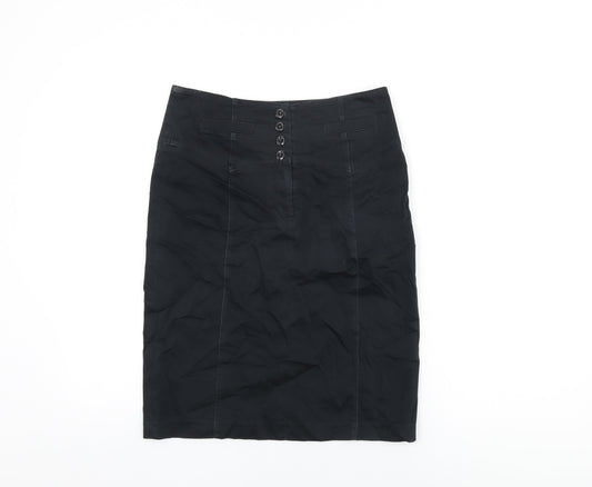 Additional front view of Red Herring women’s black polyester straight & pencil skirt, size UK 10, zip