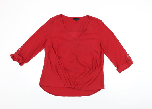 Womens UK Size 12 New Look Red Basic Blouse