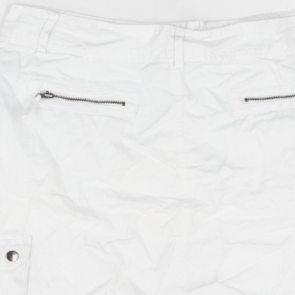 Papaya Womens White Cotton A-Line Skirt Size 12 Zip
