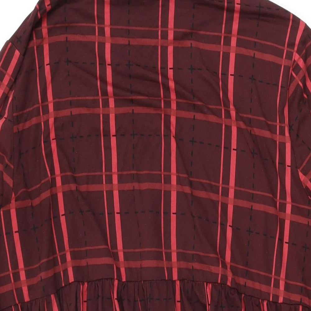Simply Be Womens Red Plaid Polyester Shift Size 18 High Neck Pullover