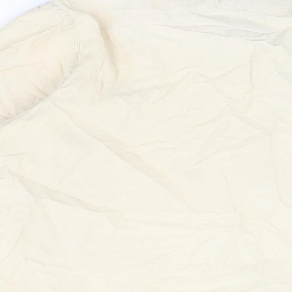 Orvis Womens Beige Cotton Basic Button-Up Size 6 Round Neck