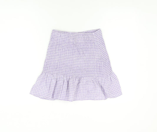H&M Womens Purple Geometric Cotton Mini Skirt Size XS