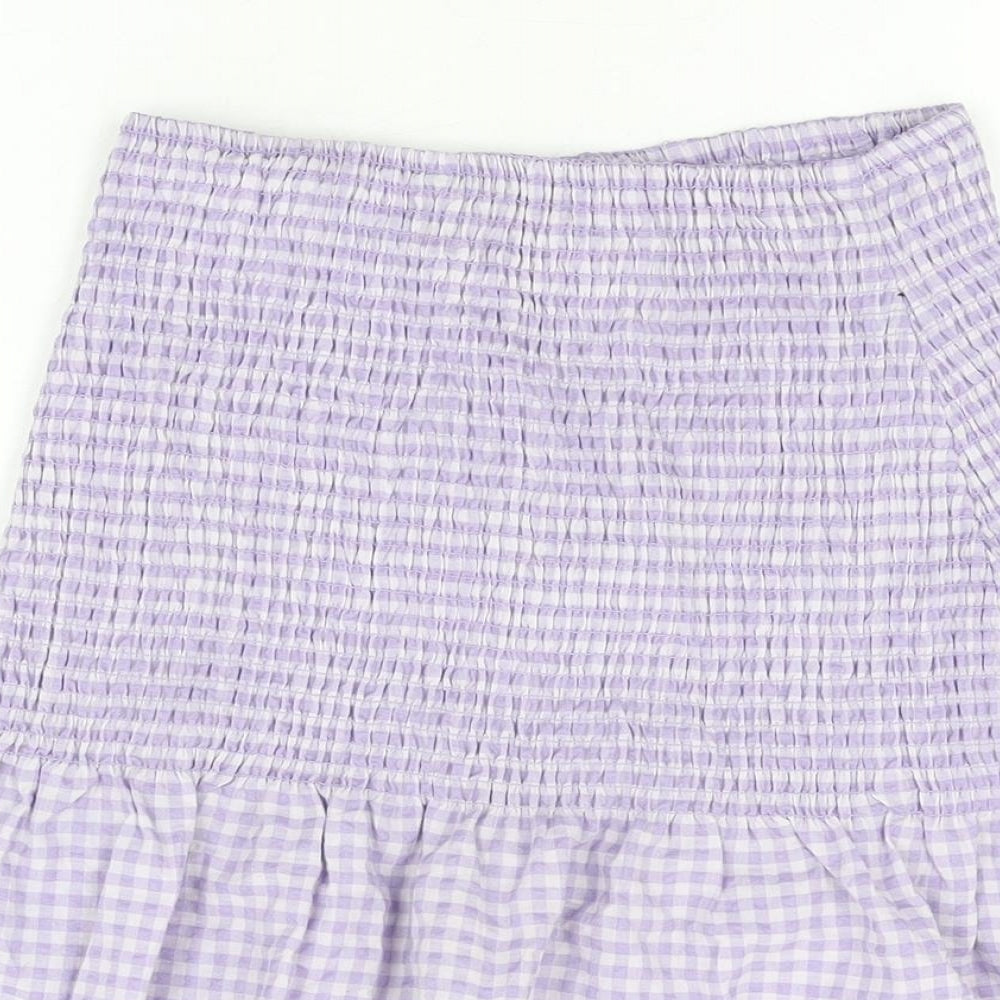 H&M Womens Purple Geometric Cotton Mini Skirt Size XS