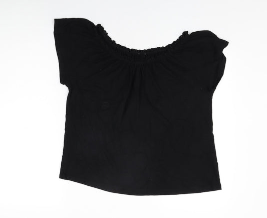 M&Co Womens Black Viscose Basic T-Shirt Size 18 Round Neck