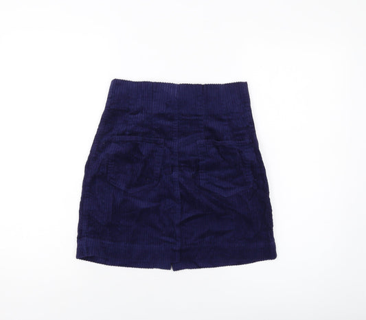 ASOS Womens Blue Cotton Mini Skirt Size 6 Button