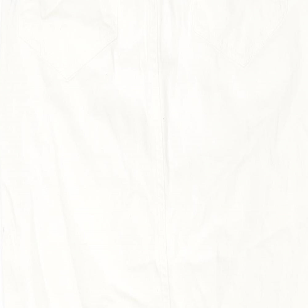 ASOS Womens Ivory Cotton Straight & Pencil Skirt Size 6 Button