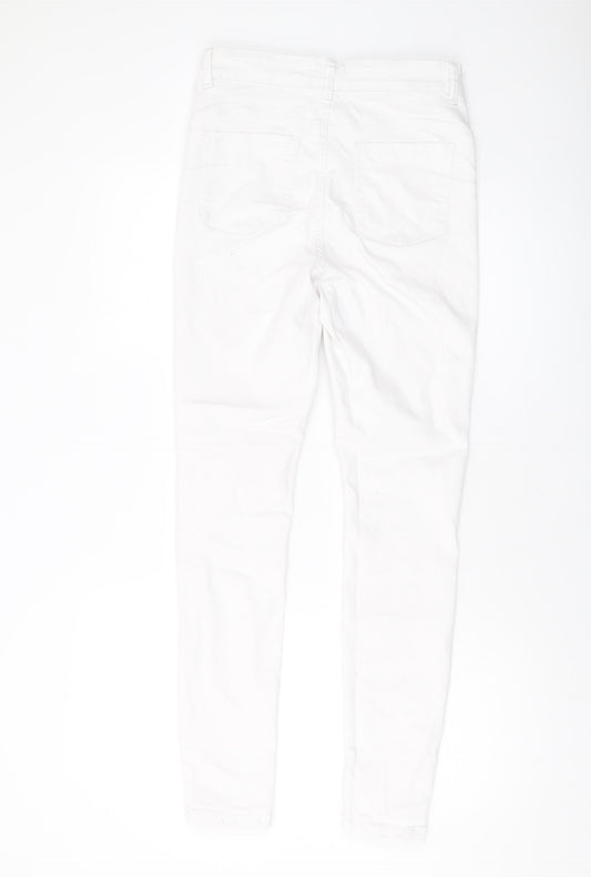 Denim & Co. Womens White Cotton Skinny Jeans Size 12 L28 in Regular Button