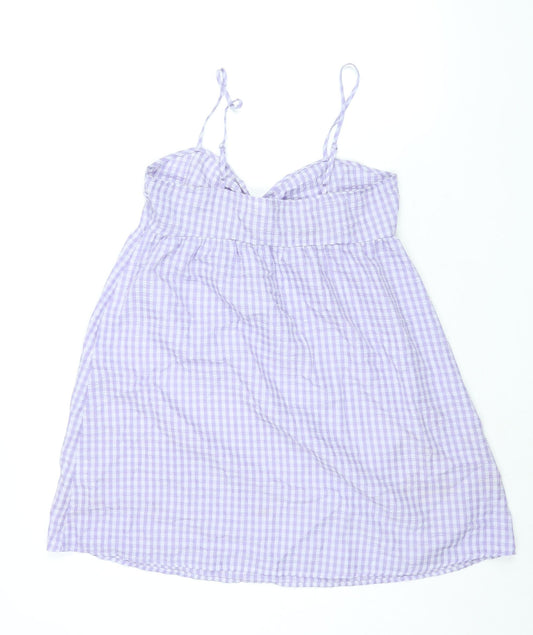 Divided by H&M Womens Purple Gingham Polyester A-Line Size 12 Sweetheart Zip