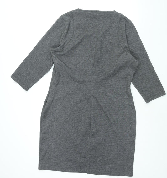 Yessica Womens Grey Polyester Shift Size 18 Round Neck Zip