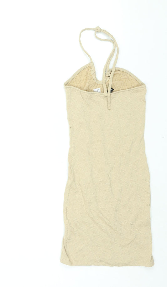 Divided by H&M Womens Beige Polyester Mini Size XS Halter Tie
