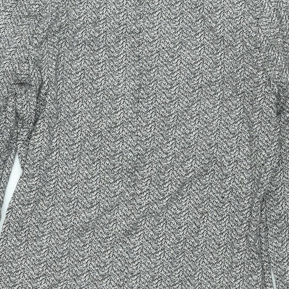 Marks and Spencer Womens Grey Geometric Cotton Mini Size 12 Boat Neck Pullover