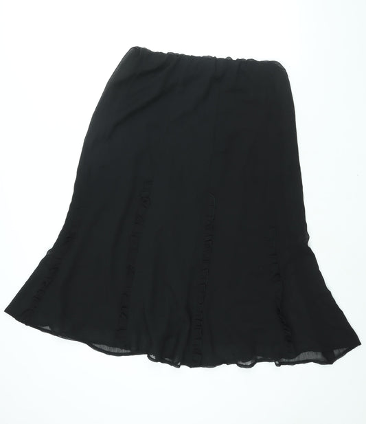 Damart Womens Black Polyester A-Line Skirt Size 12 - Frill