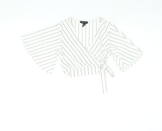 Womens UK Size 8 New Look Ivory Cropped Blouse