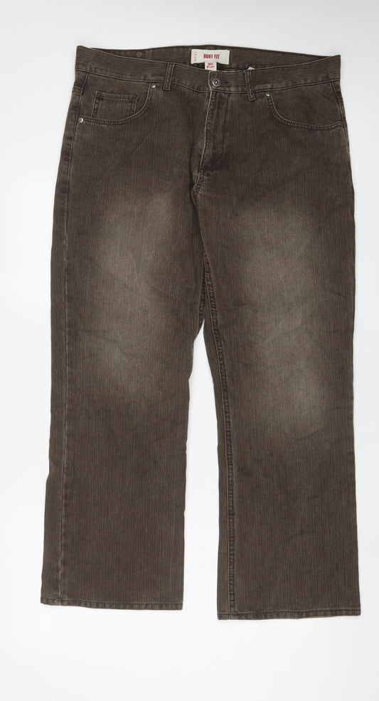 NEXT Womens Brown Cotton Trousers Size 26 in L30 in Regular Zip - Short Leg