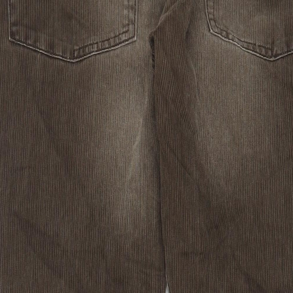 NEXT Mens Brown Cotton Trousers Size 26 in L30 in Regular Zip - Short Leg