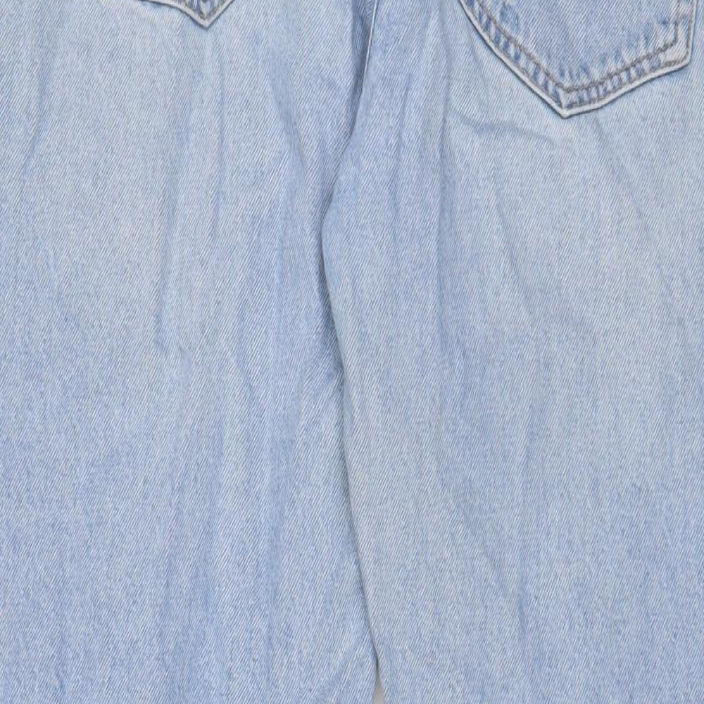 Zara Womens Blue Cotton Straight Jeans Size 14 L30 in Regular Zip