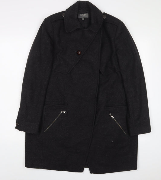 Limited Collection Womens Grey Overcoat Coat Size 14 Button - Zip Pockets
