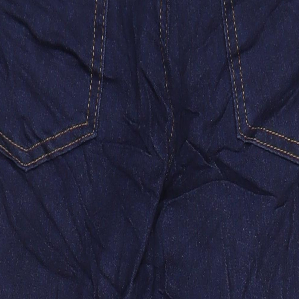 M&S Womens Blue Herringbone Cotton Skinny Jeans Size 12 L23.5 in Regular